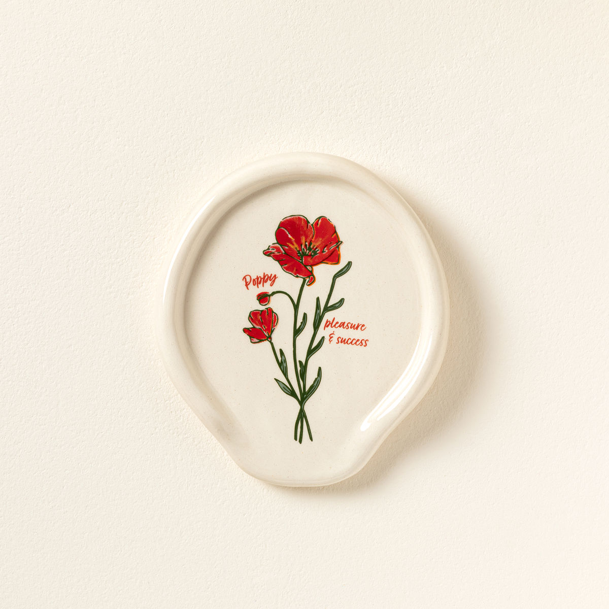 Birth Month Flower Spoon Rest - August - Poppy