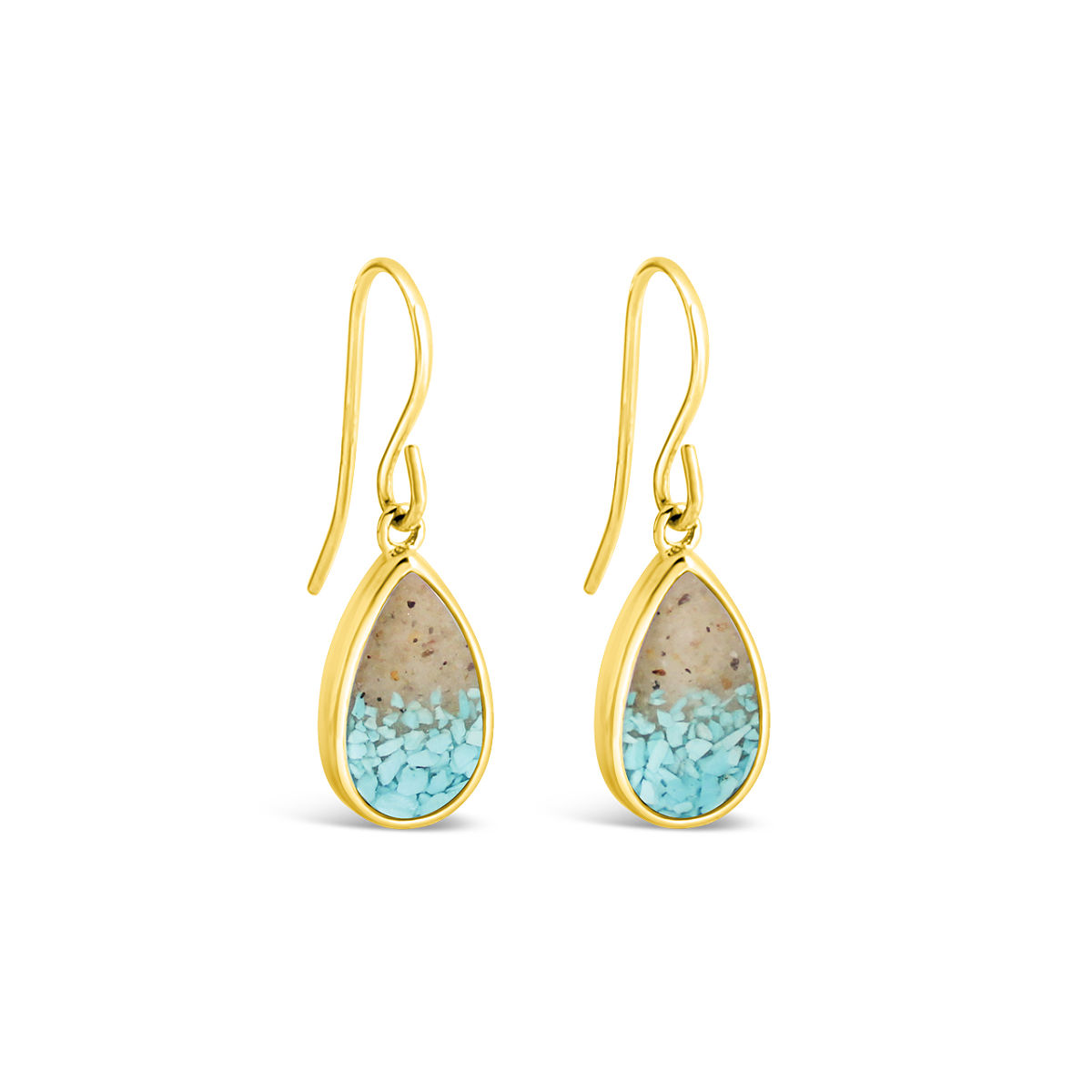 Sentimental Sand Custom Earrings - Teardrop - Gold