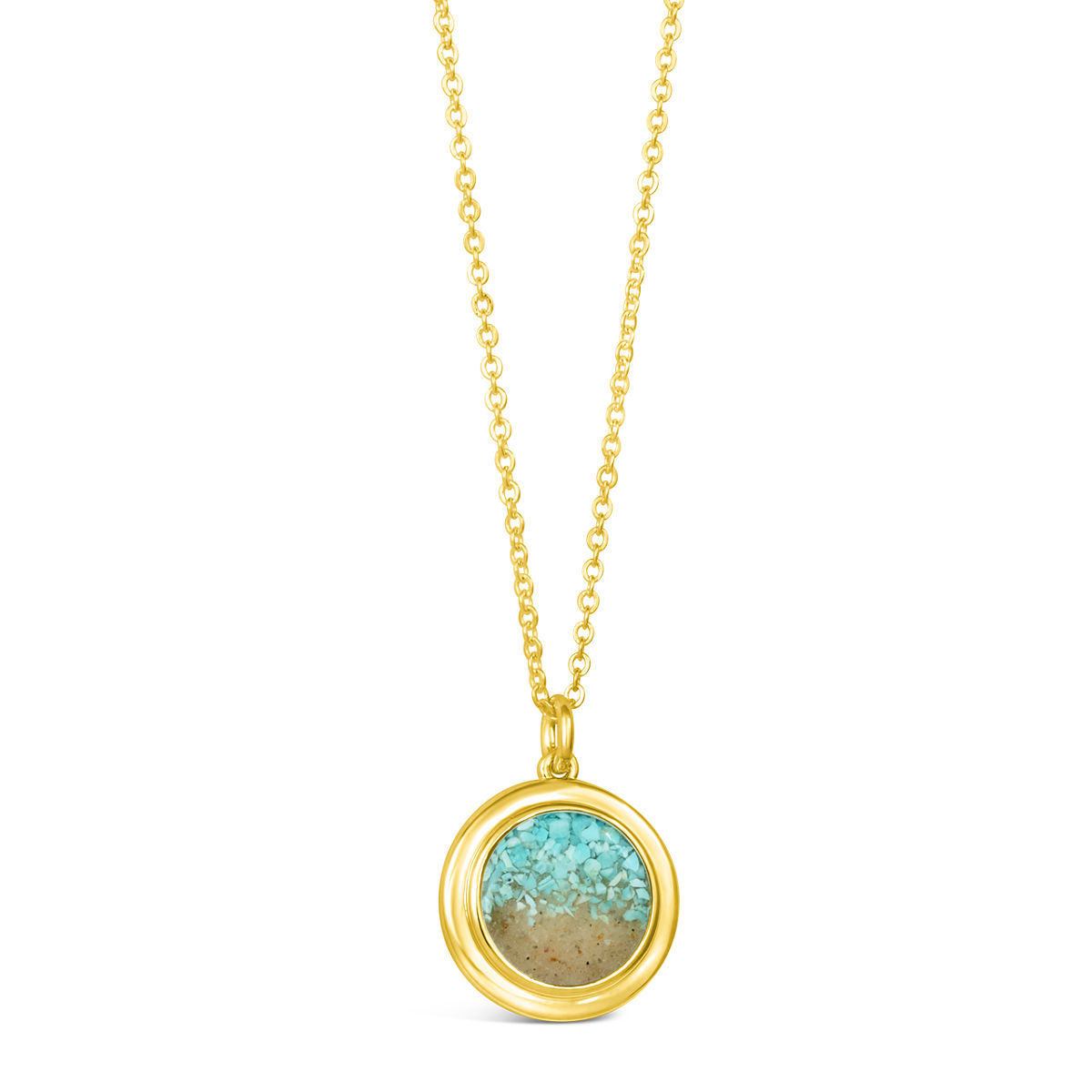 Sentimental Sand Custom Necklace - Circle - Gold