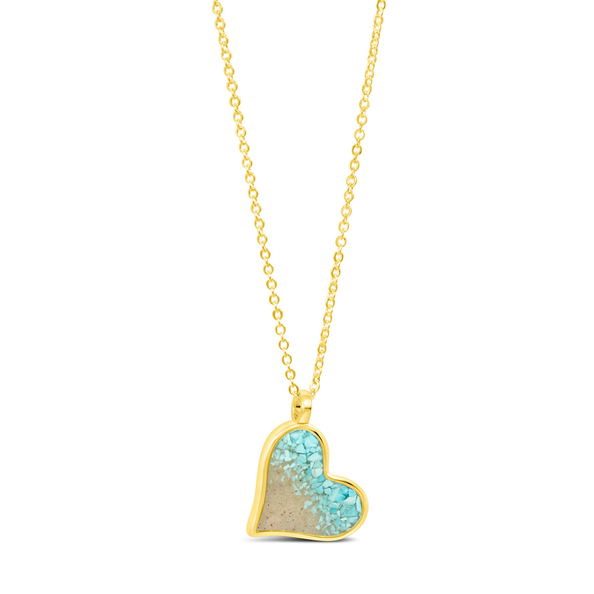 Sentimental Sand Custom Necklace - Heart - Gold