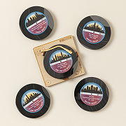Your City Rocks! Upcycled Record Coaster Set