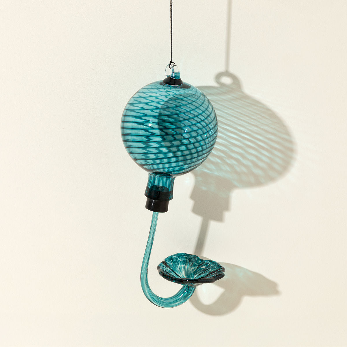 Birthstone Hand Blown Hummingbird Feeder - March - Aquamarine