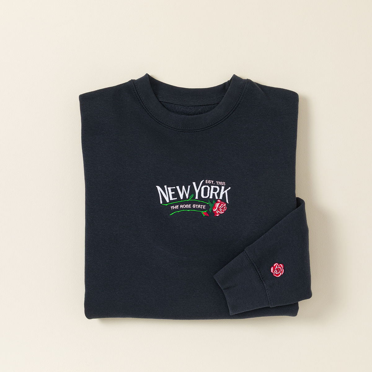 Embroidered State Flower Sweatshirt - New York - XXLarge