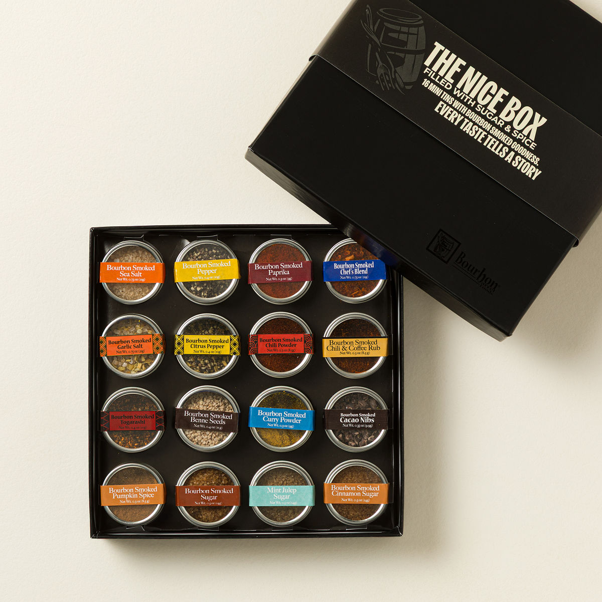 Bourbon Smoked Spices Sampler - Deluxe - 16 Spice Tins
