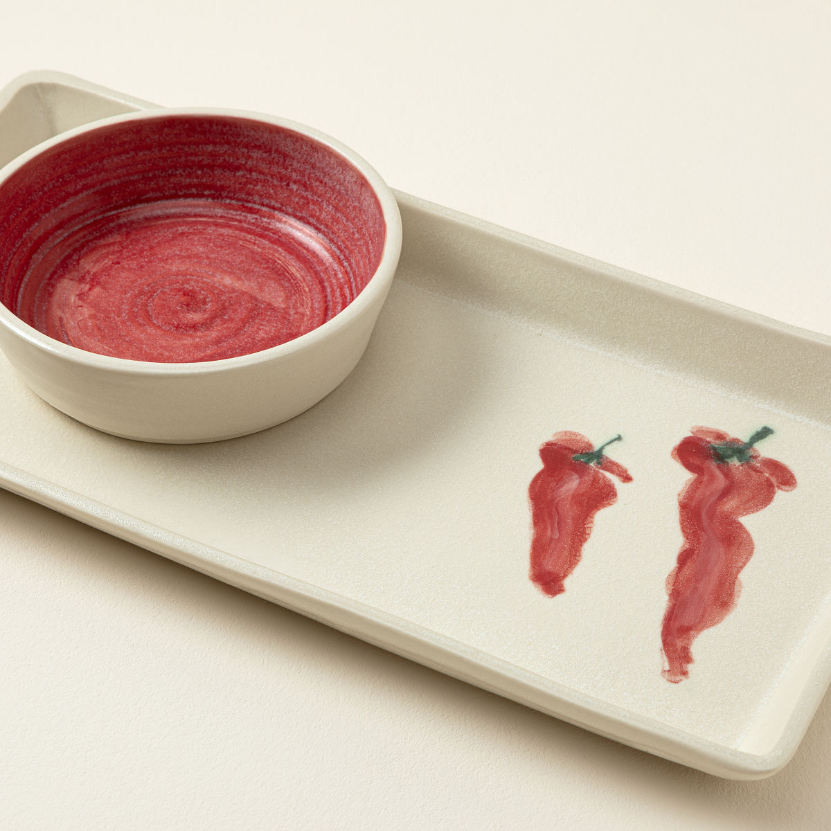 Chili Pepper Porcelain Chip & Dip Server