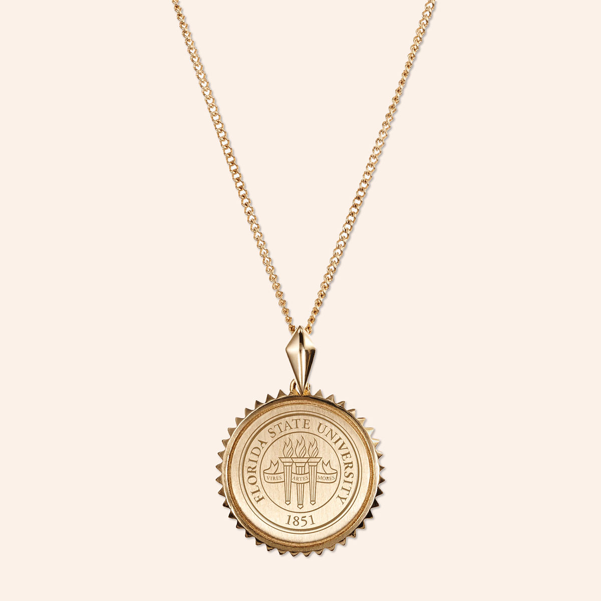 Collegiate Sunburst Necklace - Florida State - Gold Plated