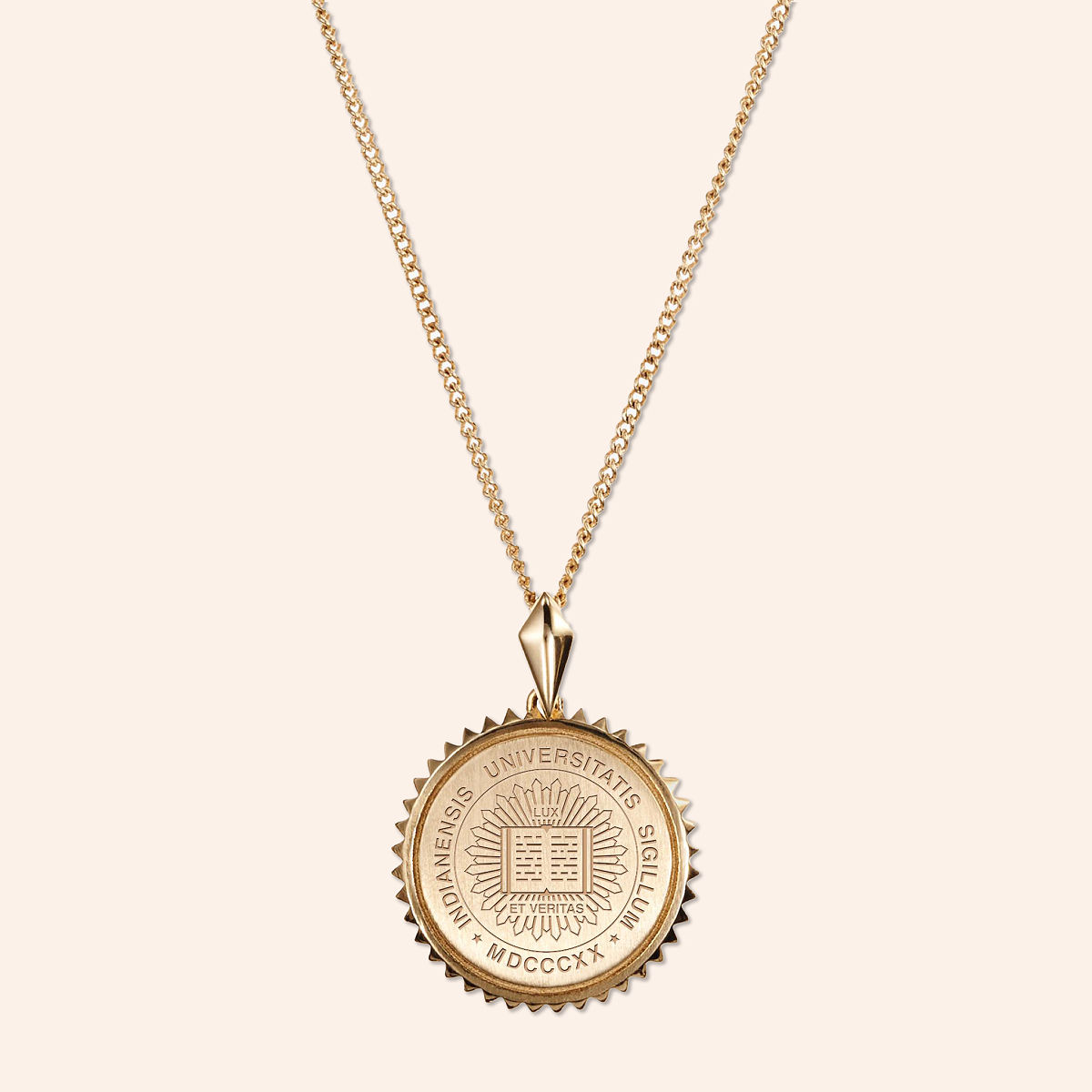 Collegiate Sunburst Necklace - Indiana U - Gold Plated