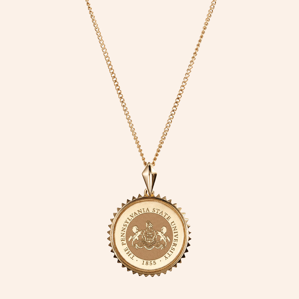 Collegiate Sunburst Necklace - Penn State - Gold Plated