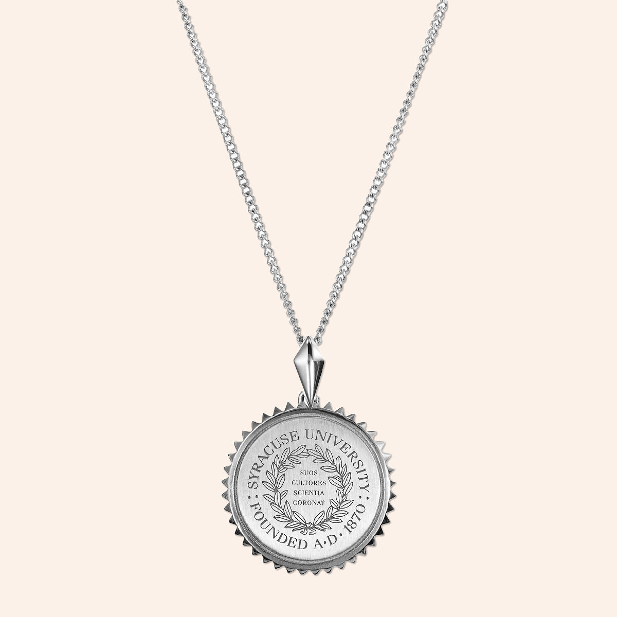 Collegiate Sunburst Necklace - Syracuse - Sterling Silver