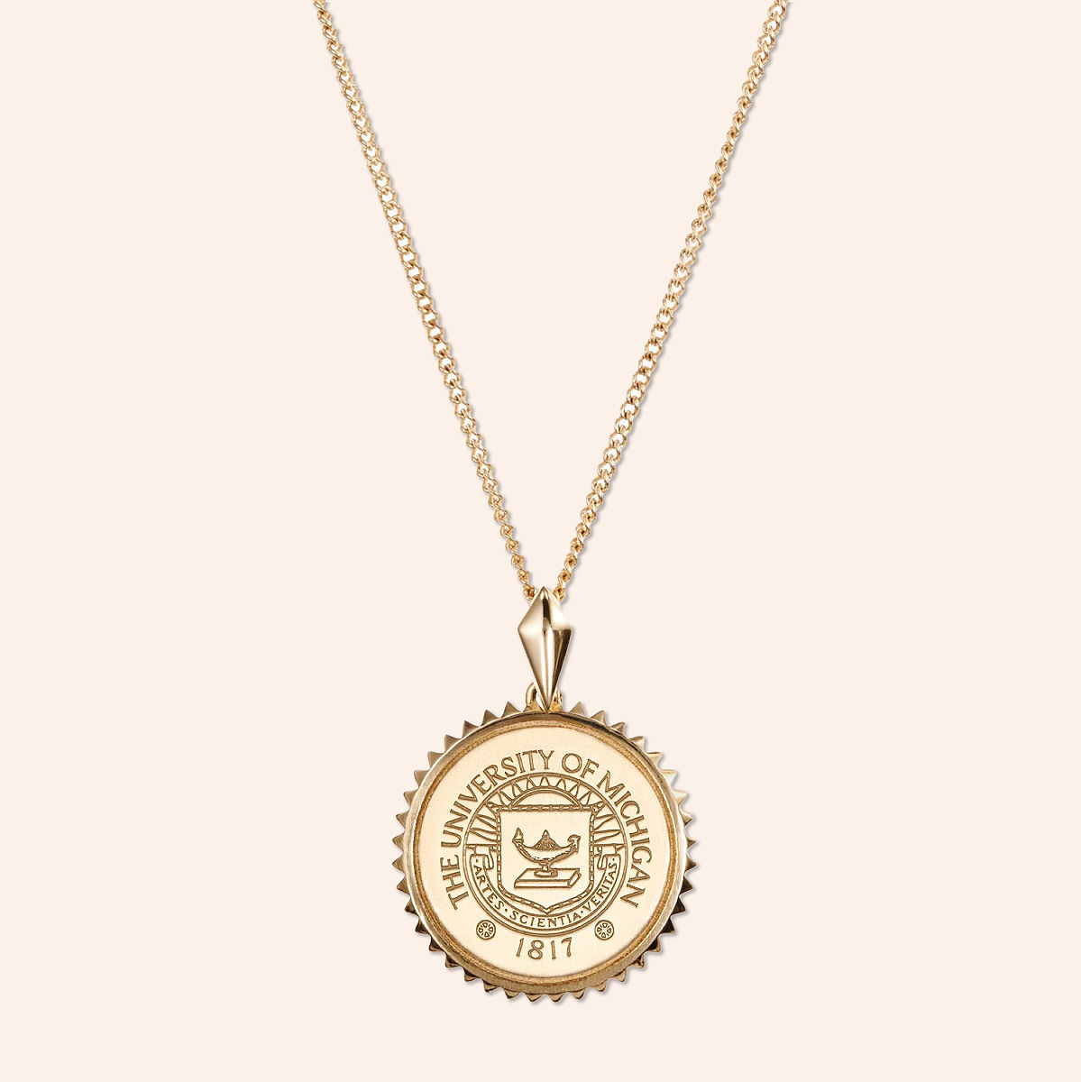 Collegiate Sunburst Necklace - U of Michigan - Gold Plated