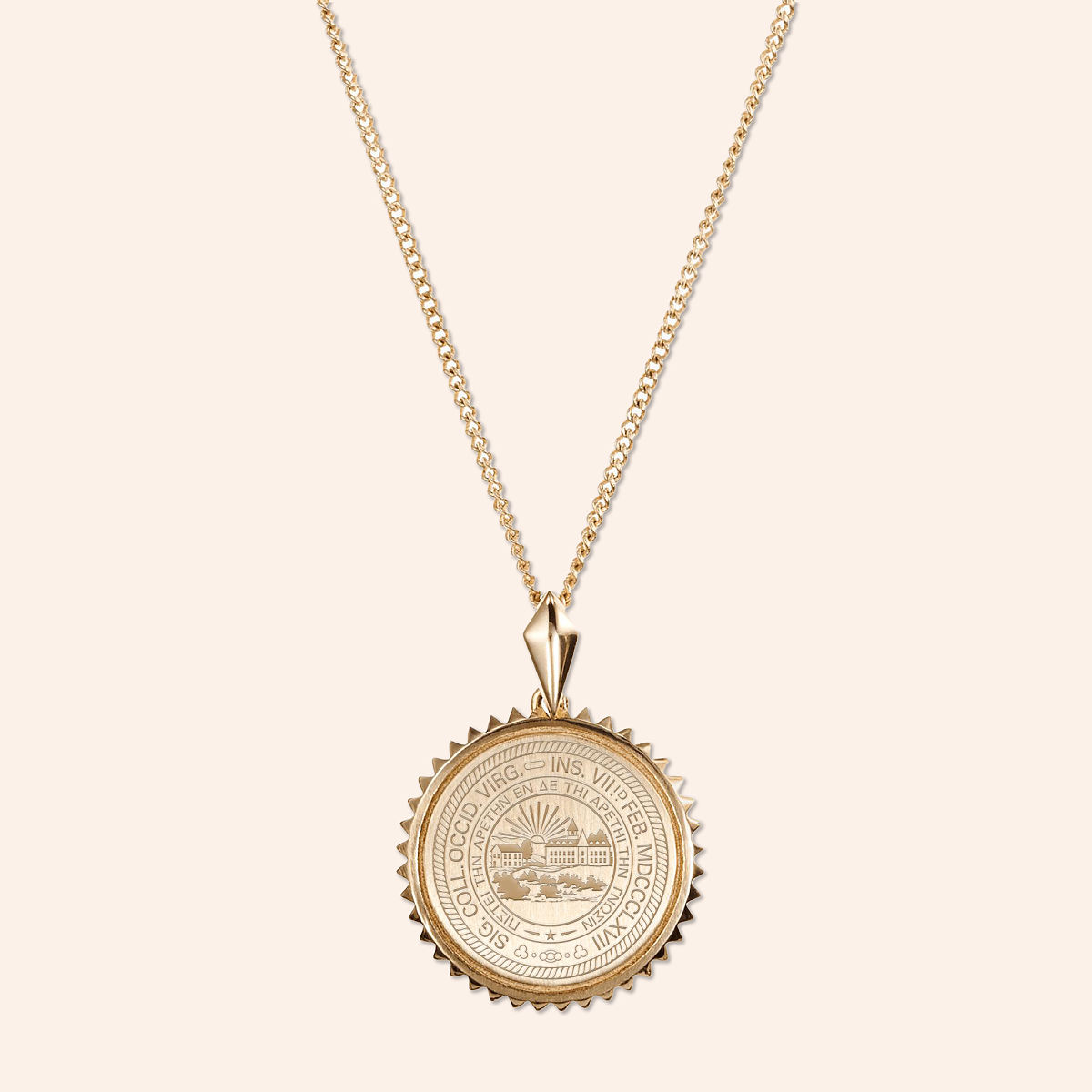 Collegiate Sunburst Necklace - West Virginia U - Gold Plated