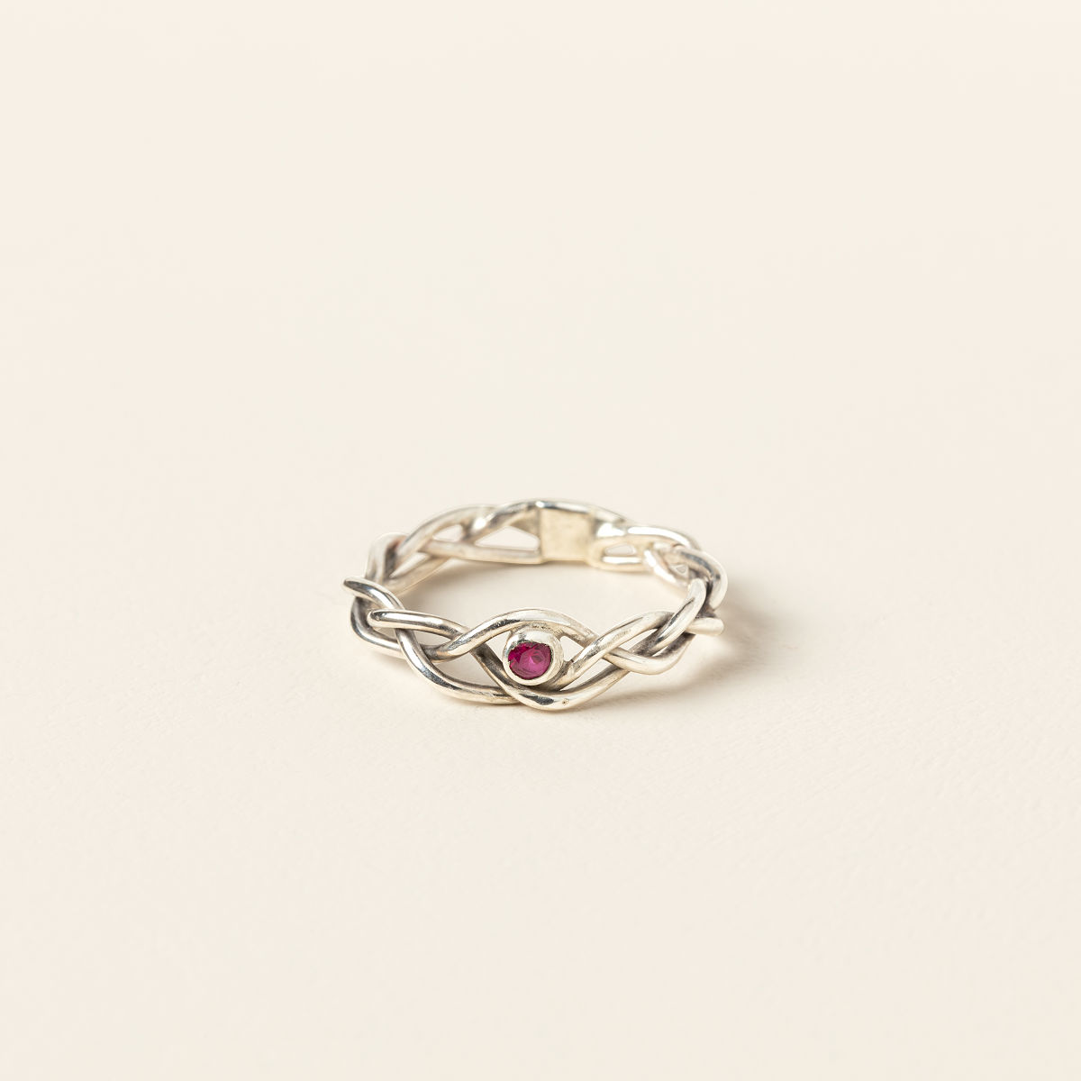 Handmade Braided Birthstone Ring - One Stone