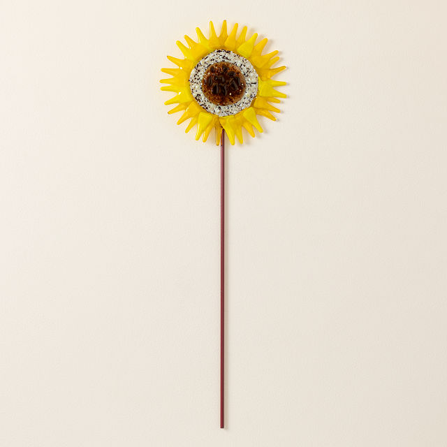 Handmade Glass Garden Stakes - Sunflower