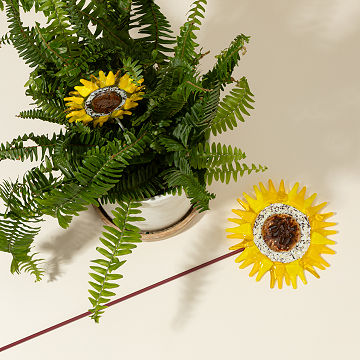 Handmade Glass Garden Stakes - Sunflower