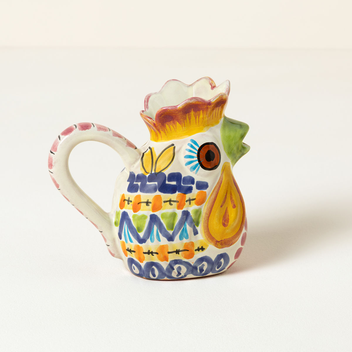 Majolica Rooster Creamer & Sugar Jar - Creamer