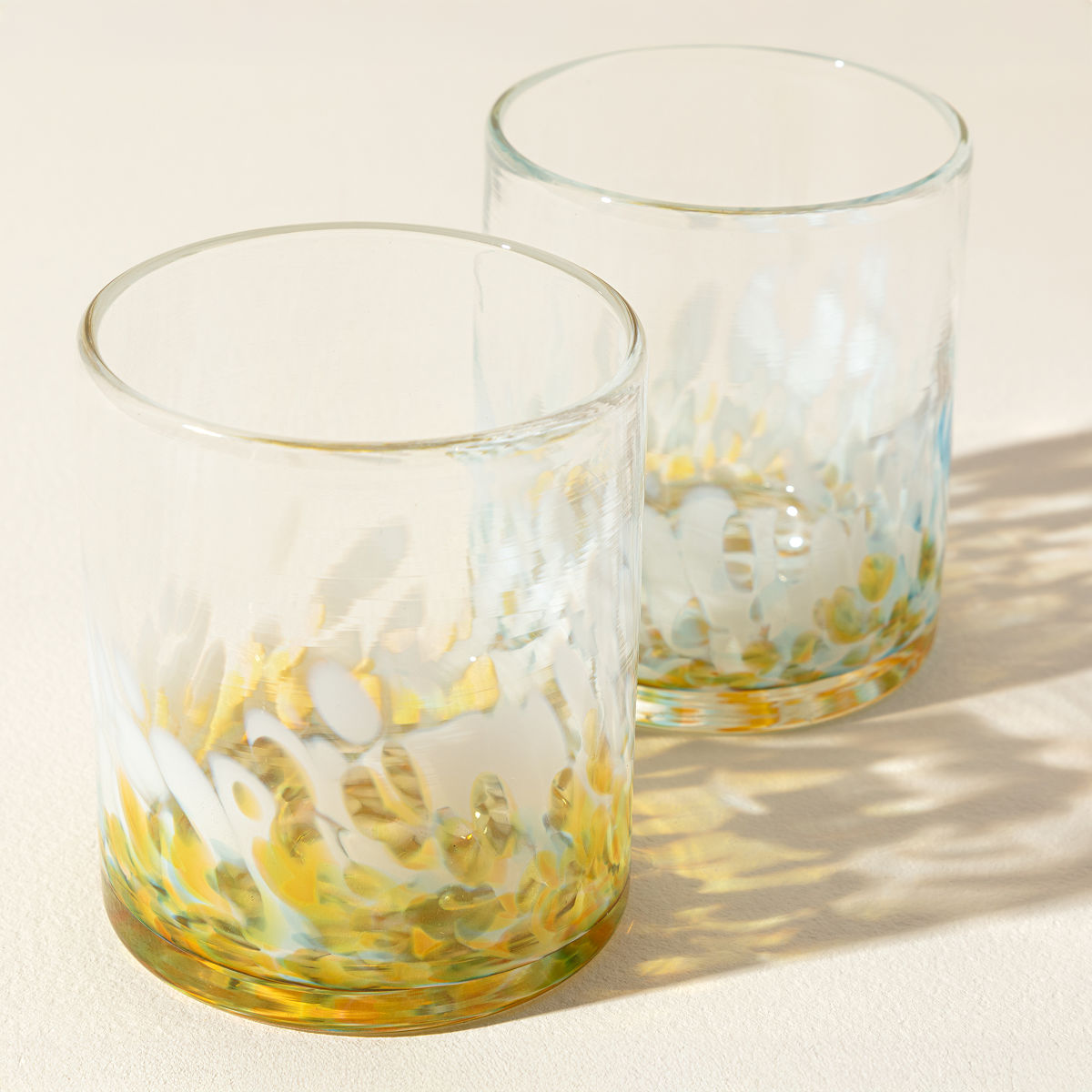 Sun & Sky Handblown Rocks Glasses - Set of 2