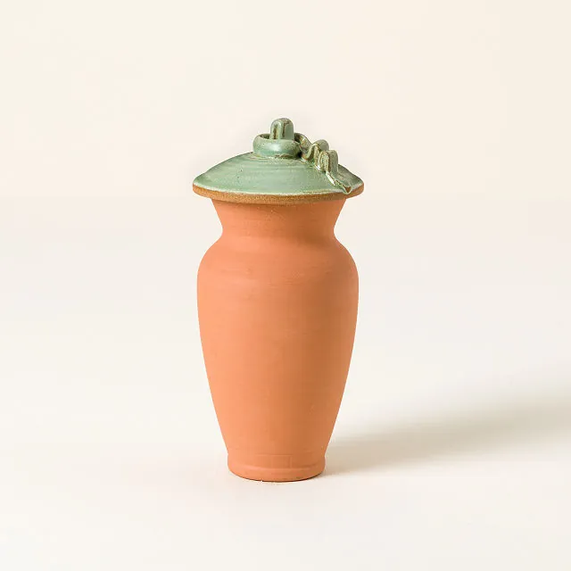Self-Watering Terracotta Olla, Peppermint Green