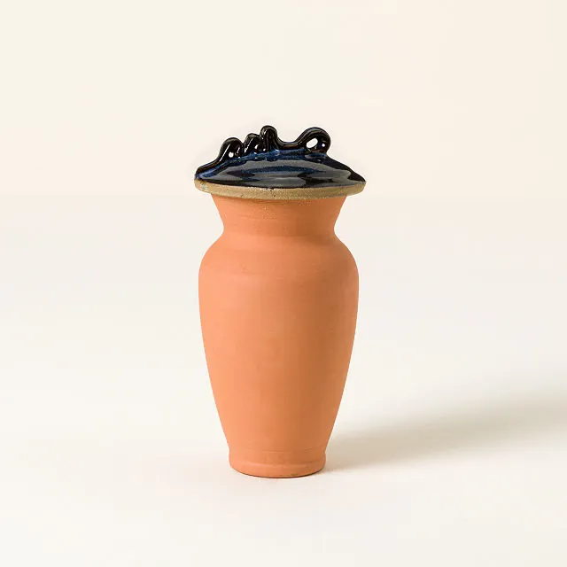 Self-Watering Terracotta Olla Dark Blue