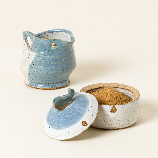 Bluebird Creamer and Sugar Jar