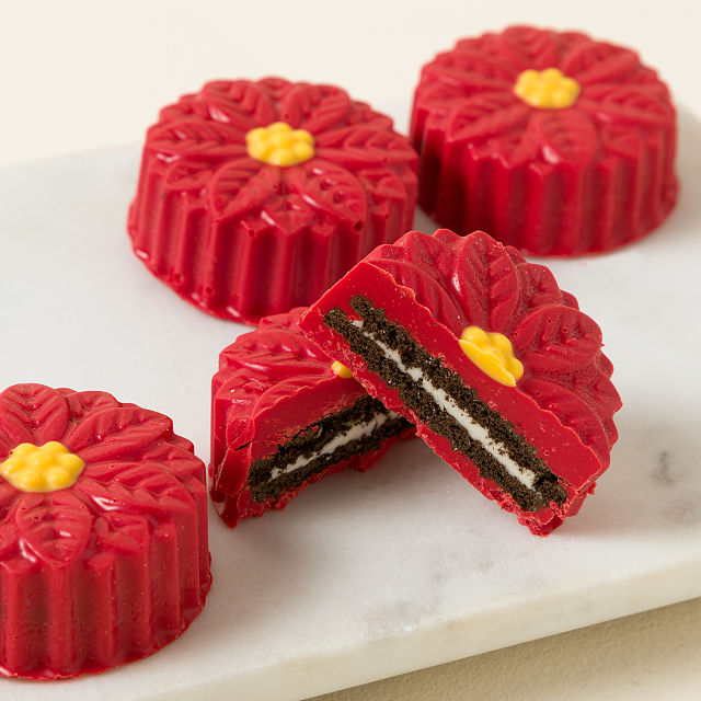 Poinsettia Chocolate Covered Cookies