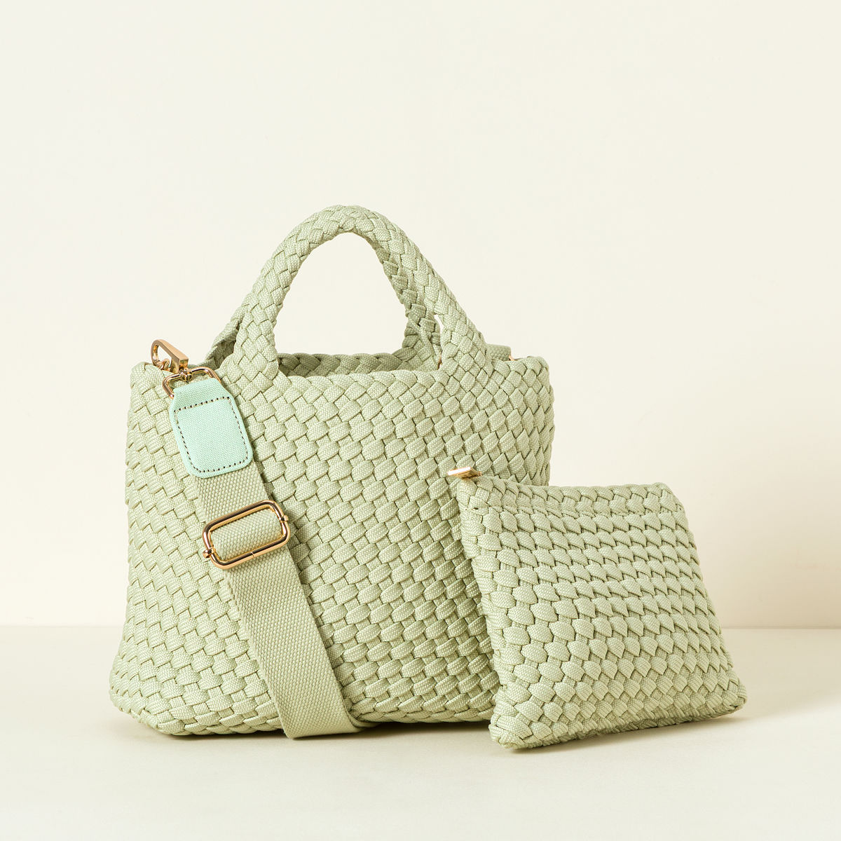 Woven Shoelace Crossbody - Small Mint