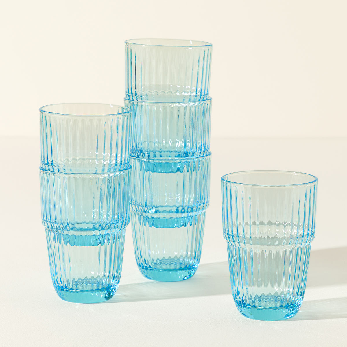 Italian Stacking Glasses - Set of 6 - Ice Blue