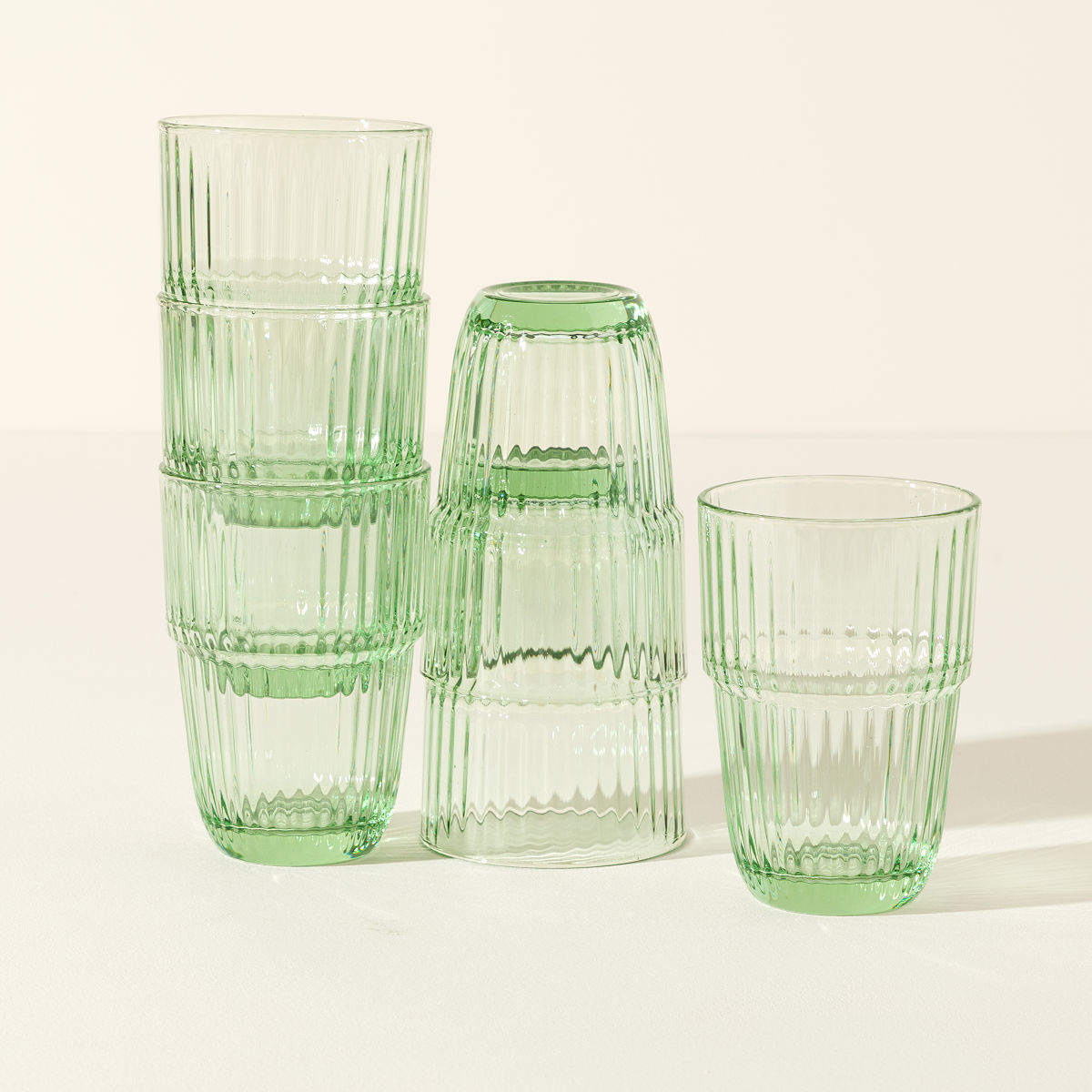 Italian Stacking Glasses - Set of 6 - Mint Green