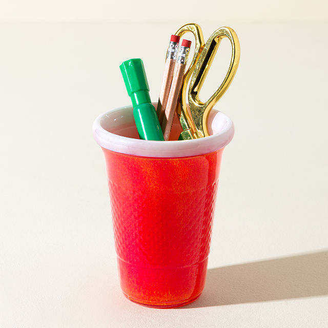 Handblown Glass Red Party Cup