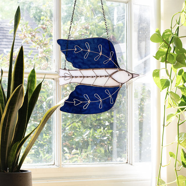 Stained Glass Sparrow Suncatcher