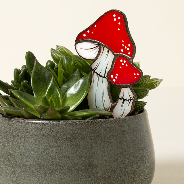Stained Glass Mushroom Stake