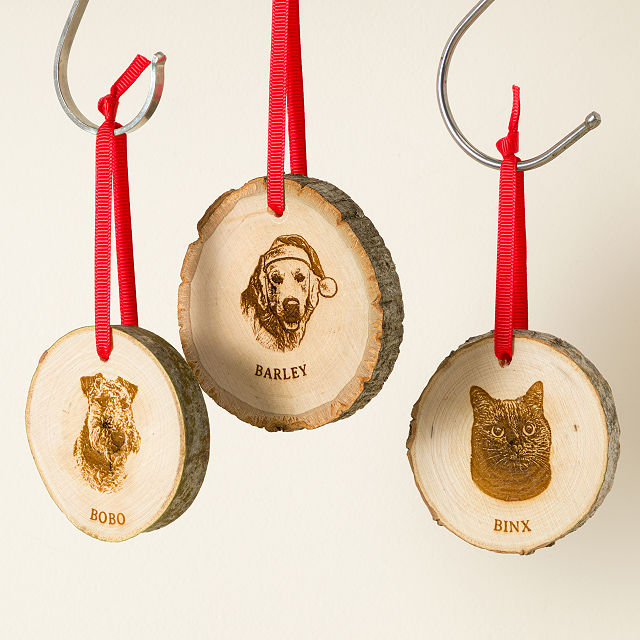 Personalized Pet Portrait Wood Slice Ornament