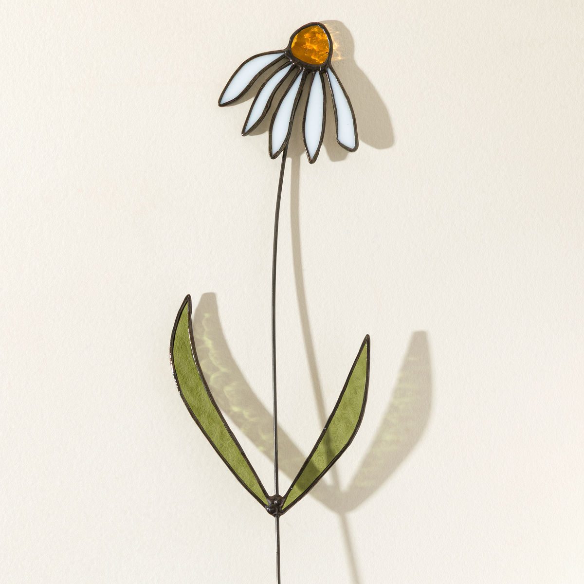 Stained Glass Floral Stem - Coneflower White