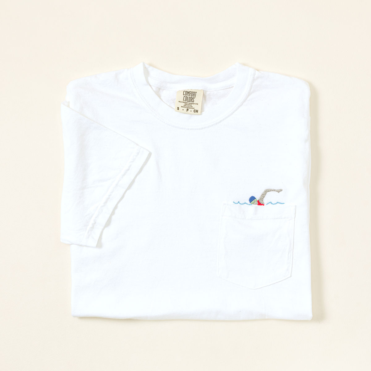 Embroidered Swimmer Pocket Tee - X-Large