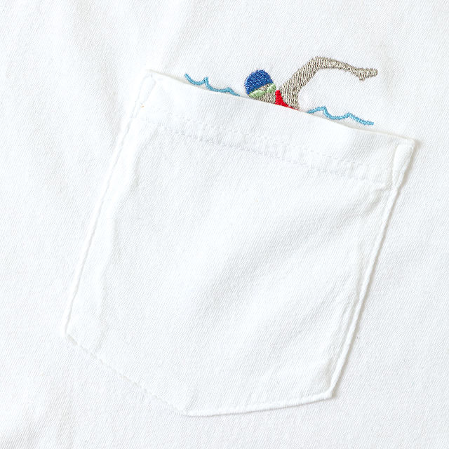 Embroidered Swimmer Pocket Tee
