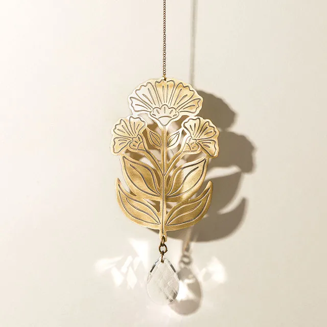Garden Icon Brass Suncatcher — Gardener Gift, Lotus