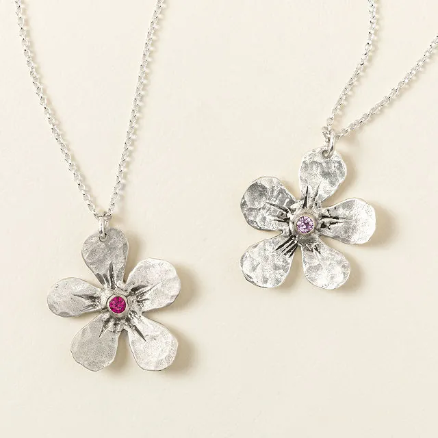 Handmade Forget-Me-Not Birthstone Necklace
