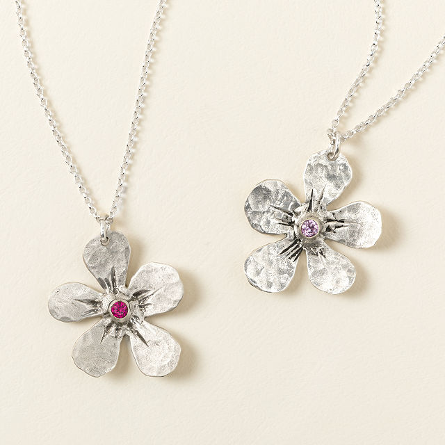 Handmade Forget-Me-Not Birthstone Necklace