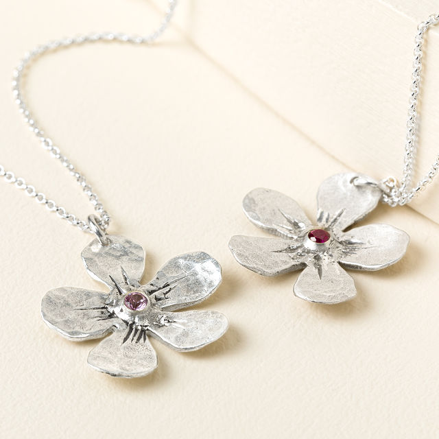 Handmade Forget-Me-Not Birthstone Necklace