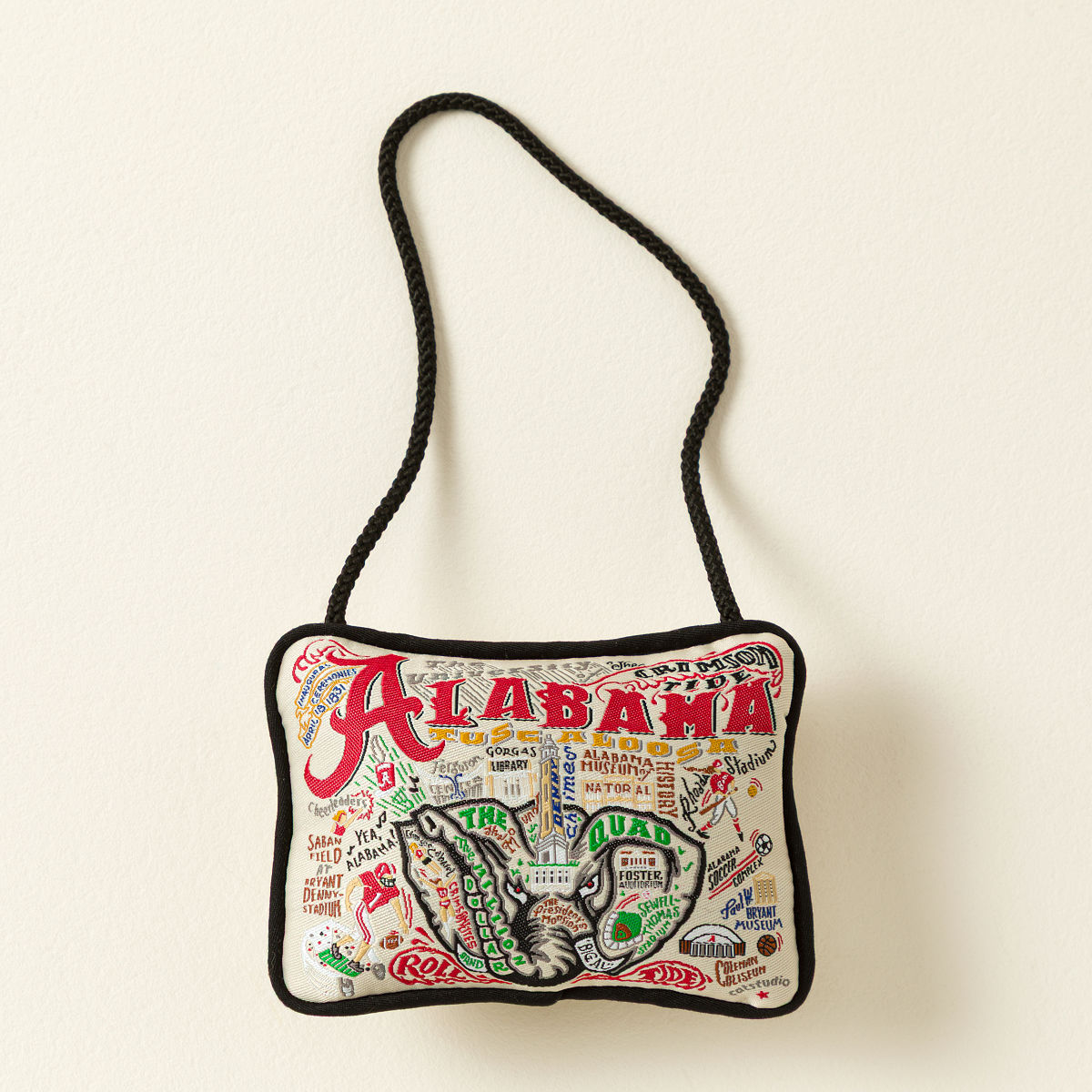 Embroidered College Pillow Ornament - University of Alabama