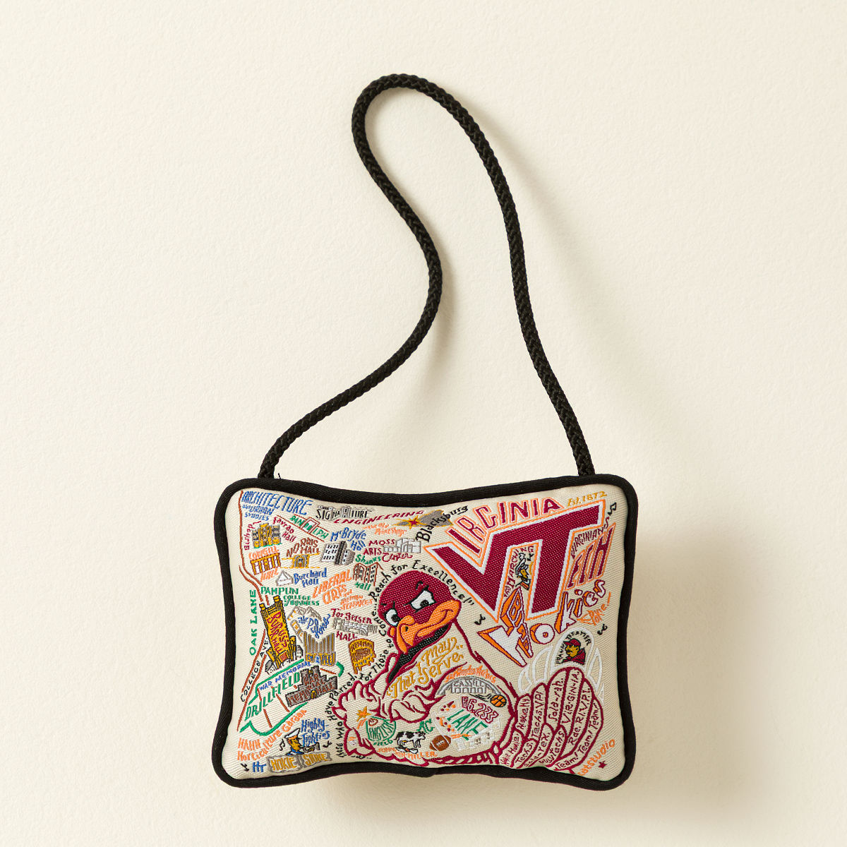 Embroidered College Pillow Ornament - Virginia Tech