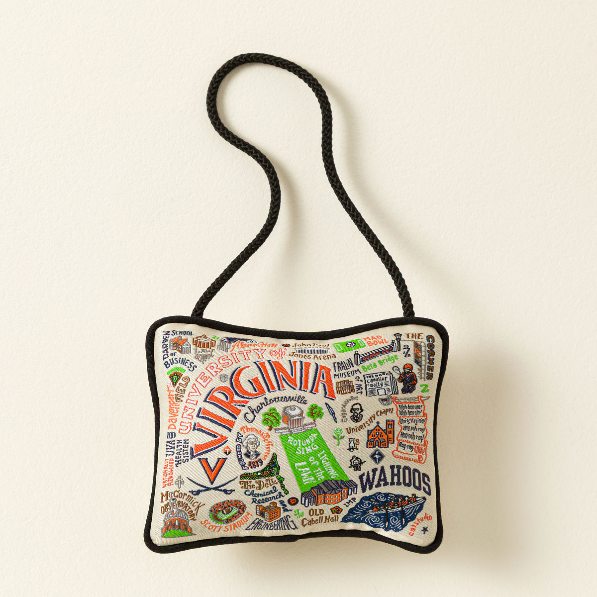 Embroidered College Pillow Ornament - University of Virginia
