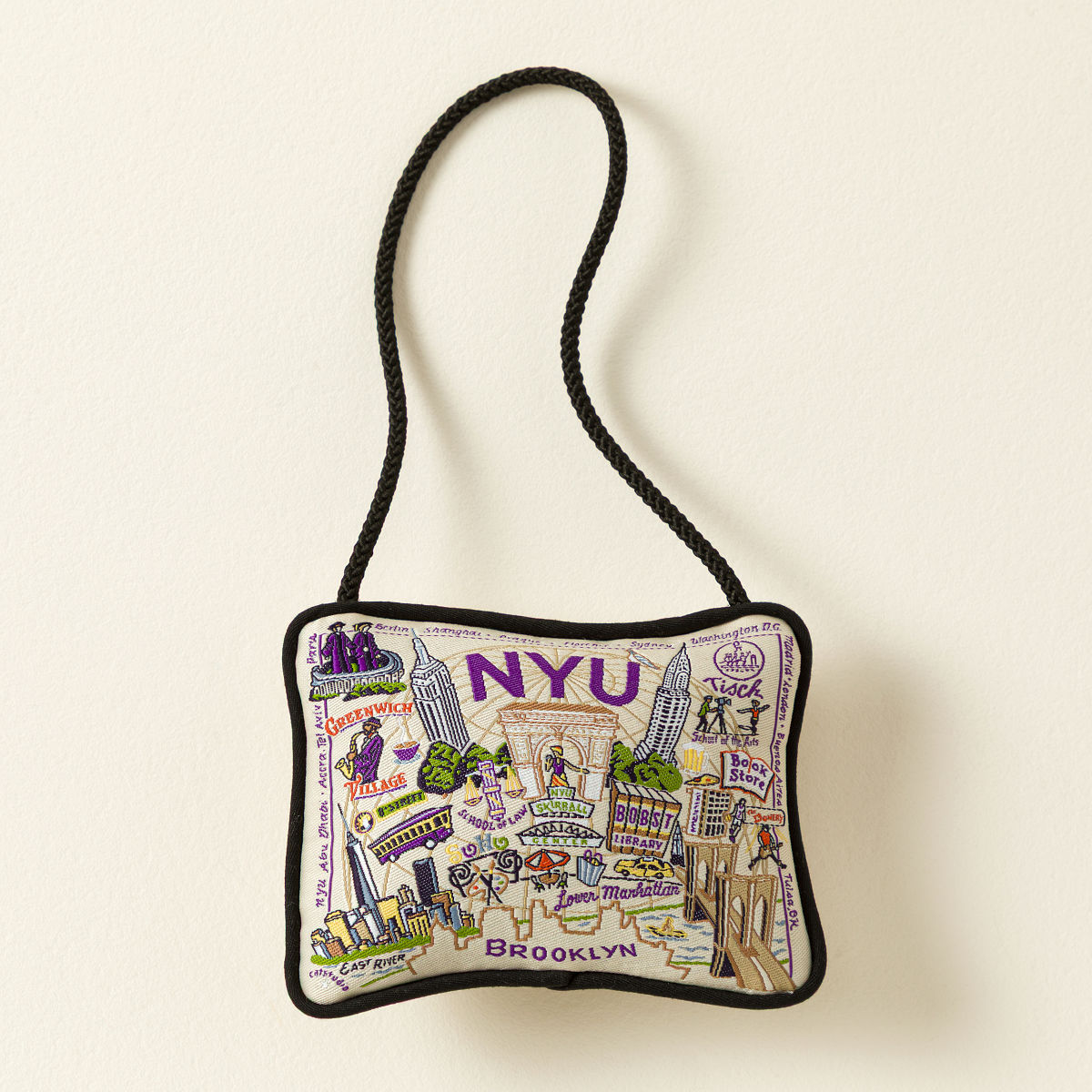 Embroidered College Pillow Ornament - New York University