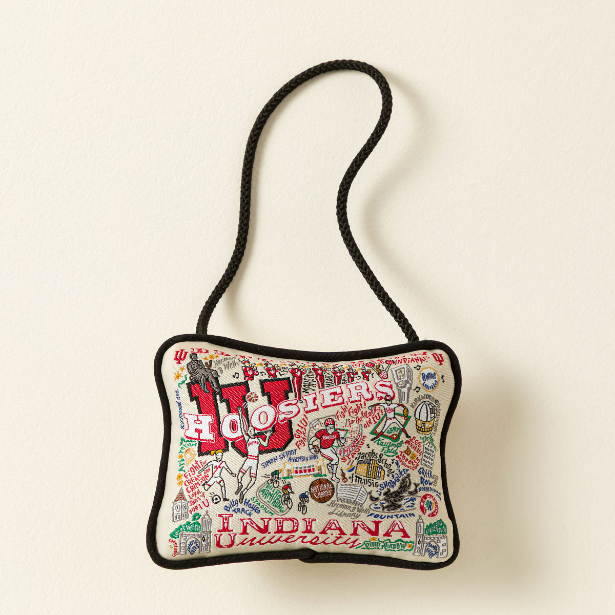 Embroidered College Pillow Ornament - University of Indiana