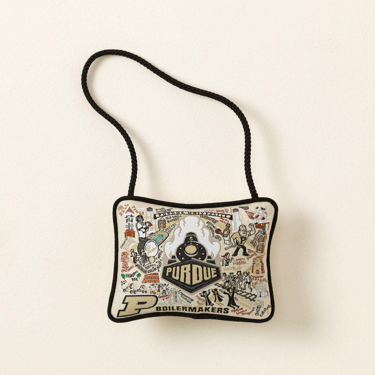 Embroidered College Pillow Ornament - Purdue University