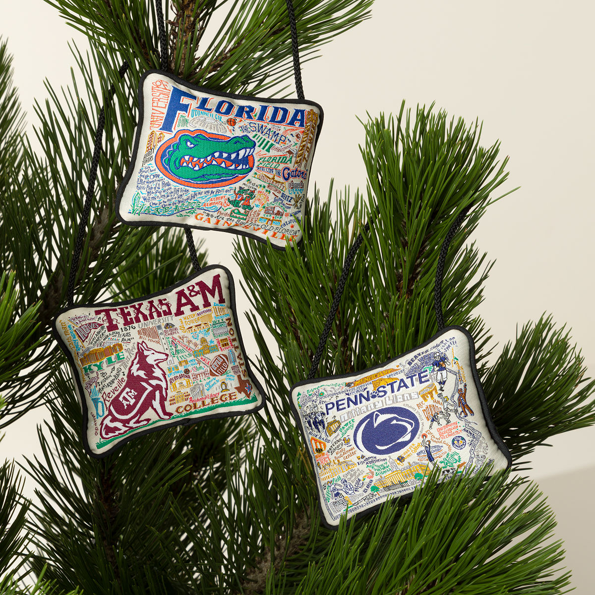 Embroidered College Pillow Ornament