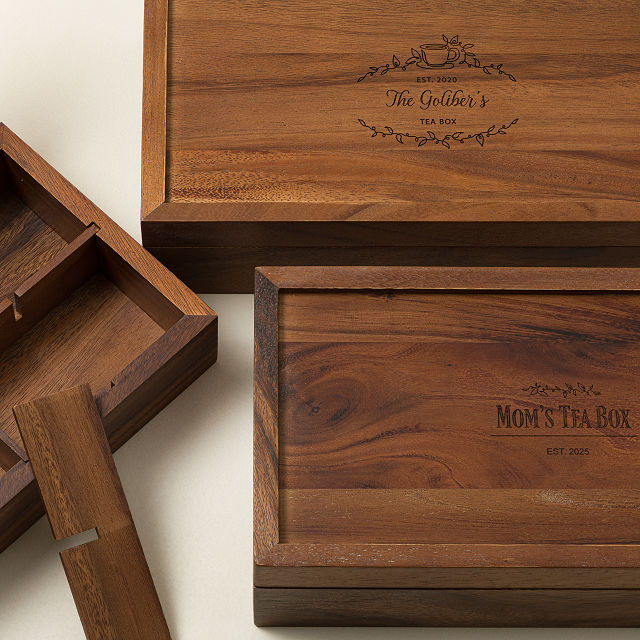 Personalized Acacia Wood Tea Box