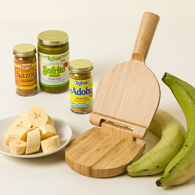 thumbnail image 2 of Tostones Tlantain Press, Wooden Plantain Press Banana Smasher Maker Bacon Banana 2 of 13