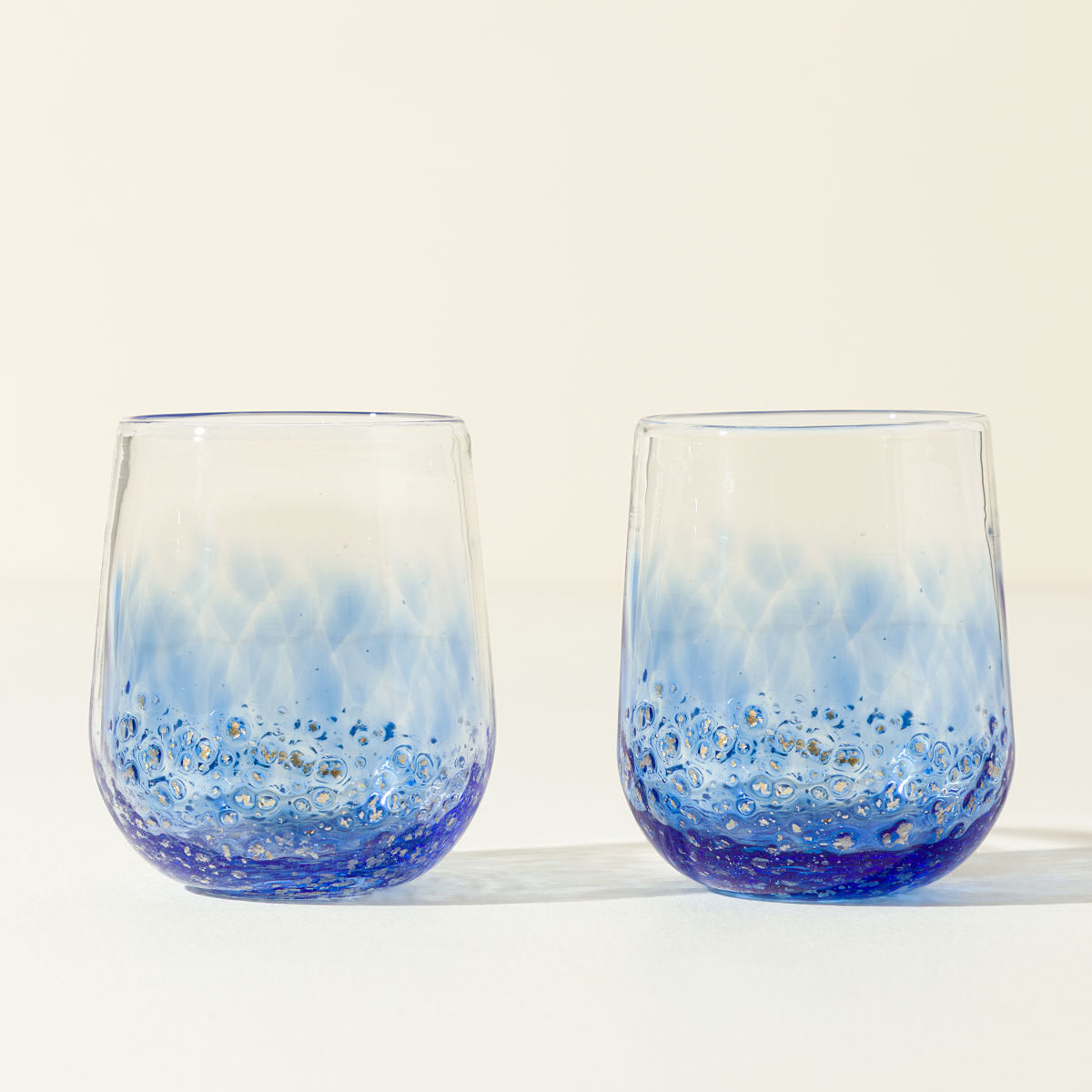 Handblown Mica Wine Glasses - Cerulean - Set of 2