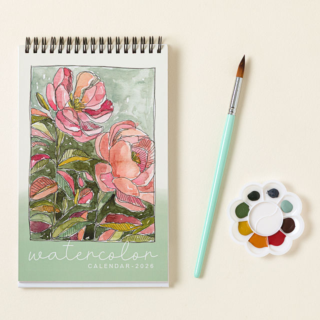 Year of Guided Watercolor Painting Desk Calendar