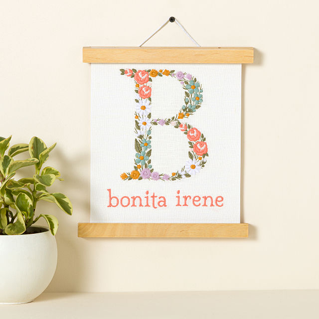 Embroidered Monogram Nursery Wall Art
